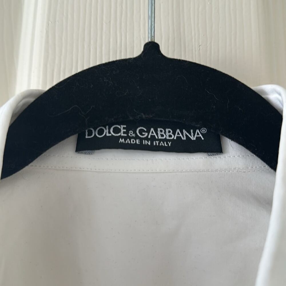 Dolce & Gabbana White Stretch Poplin Lace Tuxedo Shirt IT 38 US 2 Formal Dress - Picture 2 of 13